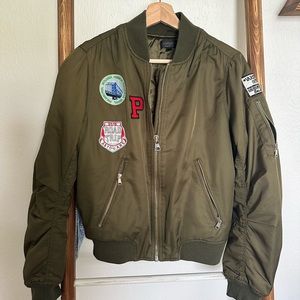 Topshop bomber Jacket - color: green military. Size 6